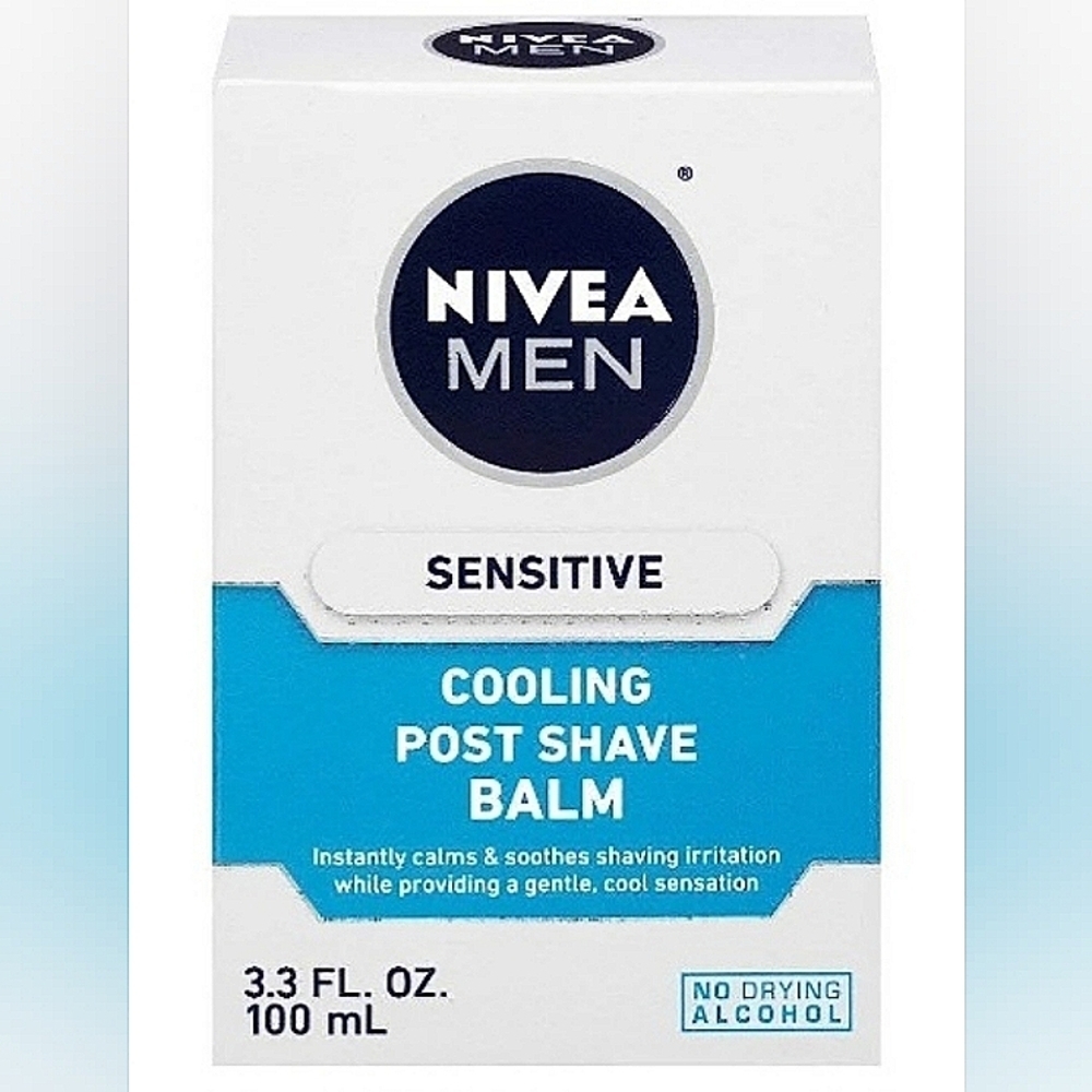 Nivea Men Sensitive Cooling Post Shave Balm 3.3 Fl Oz Pack of 2 No Alcohol